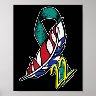 22 Veteran PTSD Suicide Awareness US Feather Patri Poster