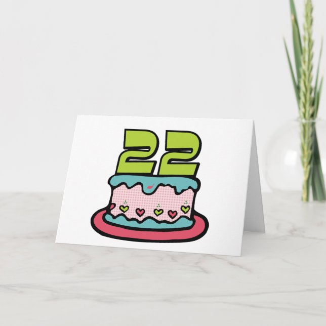 22 Year Old Birthday Cake Card (Front)