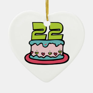 22 Year Old Birthday Cake Ceramic Tree Decoration