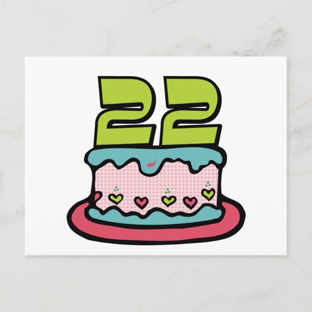 22 Year Old Birthday Cake Postcard (Front)