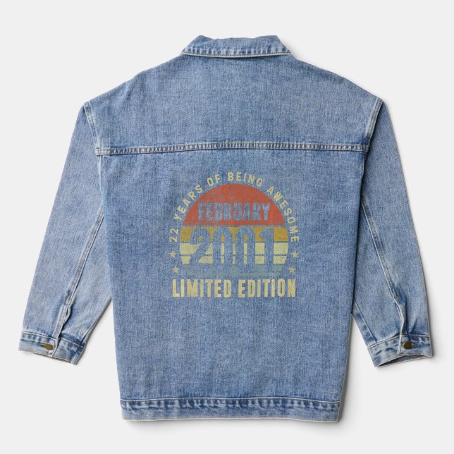 22 Year Old February 2001  22nd Birthday  Denim Jacket (Back)