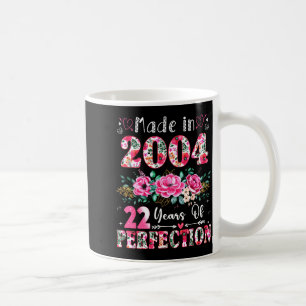 22 Year Old Made In 2004 Floral 22th Birthday Wome Coffee Mug