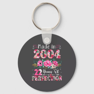 22 Year Old Made In 2004 Floral 22th Birthday Wome Key Ring