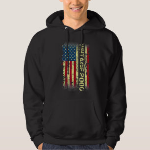 22 Year Old  Vintage 2000 American Flag 22nd Birth Hoodie