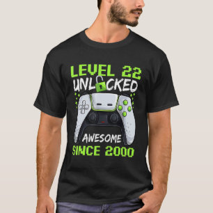 22 Years Old  Gamer Man Birthday 22 Level Unlocked T-Shirt