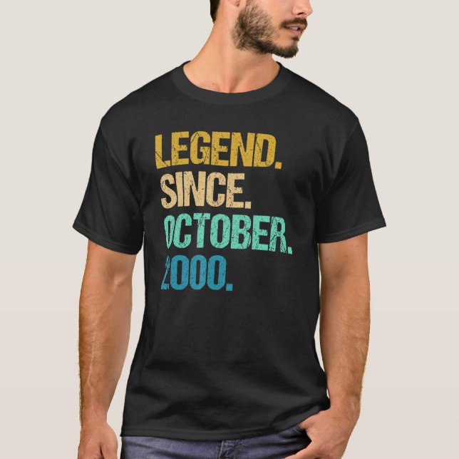 22 Years Old  Legend Since October 2000 22nd Birth T-Shirt (Front)