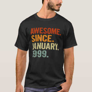 22 Years Old Retro Birthday Gift Awesome Since Jan T-Shirt