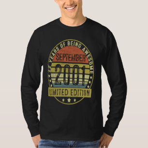22 Years Old Vintage September 2001 22nd Birthday T-Shirt
