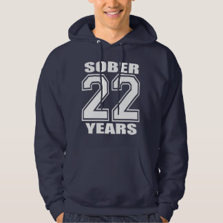 22 YEARS Sober White on Dark Hoodie