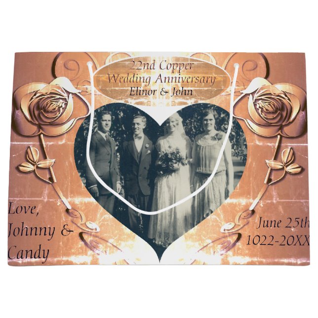 22nd/7th Wedding Anniversary Copper +PhotoGift Bag (Front)