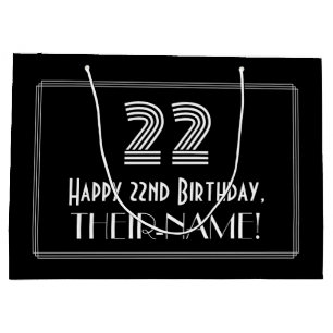 22nd Birthday — Art Deco Inspired Look "22" & Na Large Gift Bag