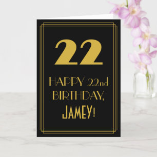 22nd Birthday ~ Art Deco Inspired Look "22" & Name Card