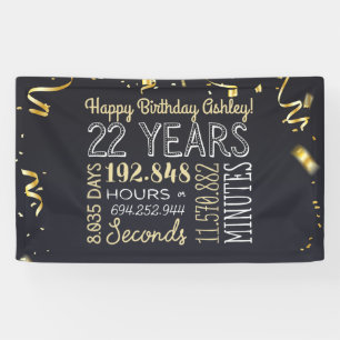 22nd Birthday Banner - 22 Years in Hours Chic Gold