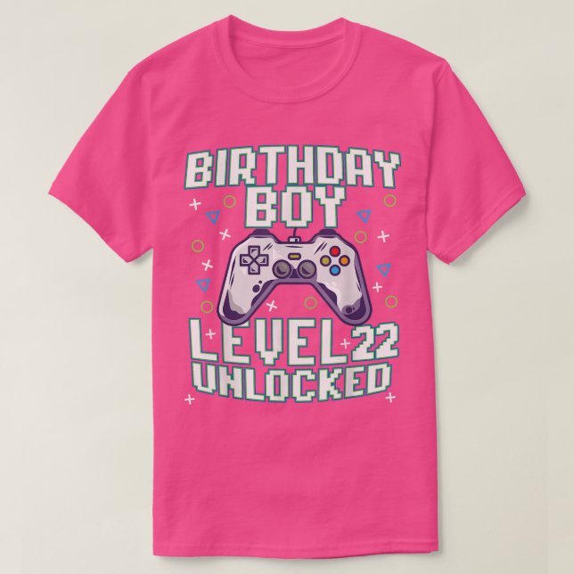 22nd Birthday Boy Video Gamer Gaming 22 Years Old  T-Shirt (Design Front)