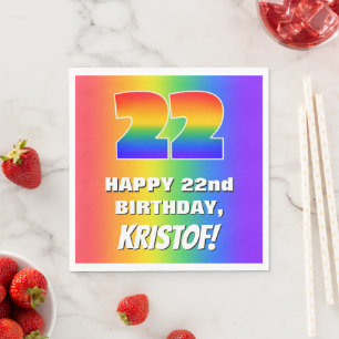 22nd Birthday: Colourful, Fun Rainbow Pattern # 22 Napkin