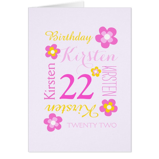 22nd birthday flower custom graphic yellow pink (Front)
