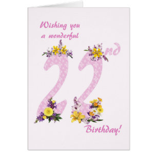 22nd Birthday Flower Decorated Numbers