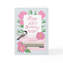 22nd Birthday for Wife | Typewriter and Floral