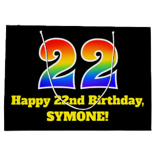 22nd Birthday ~ Fun, Colourful, Vibrant, Rainbow 2 Large Gift Bag