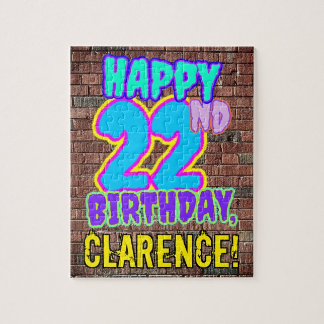 22nd Birthday ~ Fun, Urban Graffiti Inspired Look Jigsaw Puzzle (Vertical)