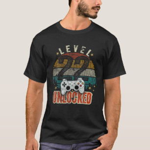 22Nd Birthday Gift Level 22 Unlocked Video Gamer M T-Shirt