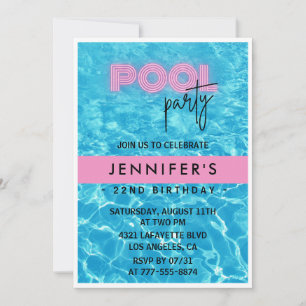 22nd birthday invitations Pool Party Summer