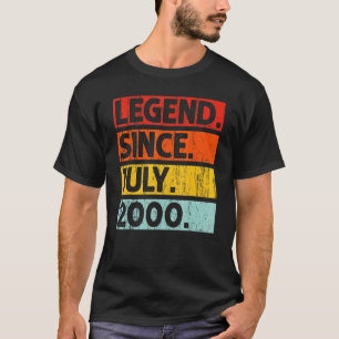 22nd Birthday Legend Since July 2000 22 Years Old T-Shirt