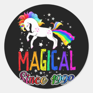 22nd Birthday Magical Farting Unicorn Rainbow 1999 Classic Round Sticker