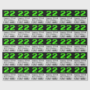 22nd Birthday - Nerdy / Geeky Style "22" and Name Wrapping Paper