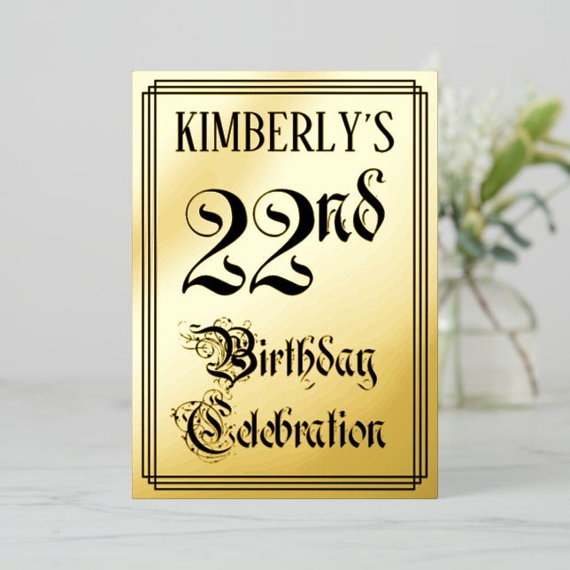 22nd Birthday Party — Elegant Script + Custom Name (Standing Front)