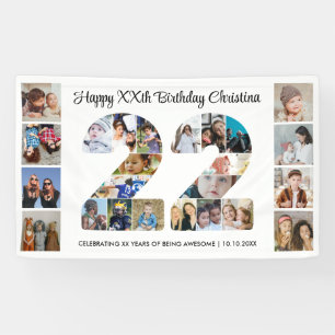22nd Birthday Party Number 22 Photo Collage Banner