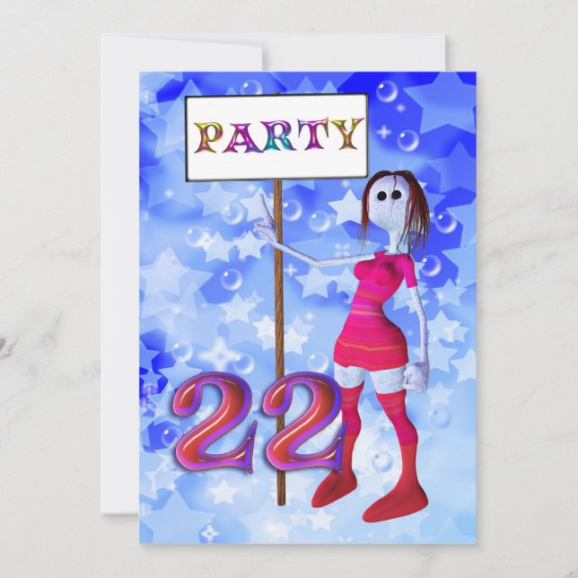 22nd Birthday party sign board invitation (Front)