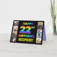 22nd Birthday: Rainbow Text, Custom Photos & Name