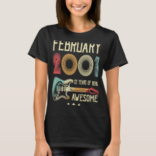 22nd Birthday Retro Guitar  February 2001 22 Years T-Shirt