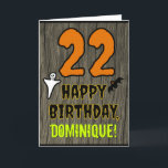 22nd Birthday: Spooky Halloween Theme, Custom Name Card<br><div class="desc">The front of this spooky and scary Hallowe'en birthday themed greeting card design features a large number "22", along with the message "HAPPY BIRTHDAY, ", and a custom name. There are also depictions of a bat and a ghost on the front. The inside features a customisable birthday greeting message, or...</div>