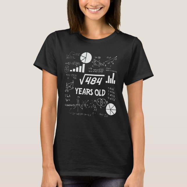 22nd Birthday Square Root Math 22 Years Old Bday T-Shirt (Front)