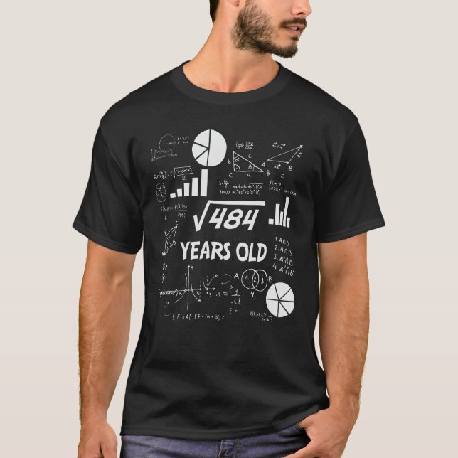 22nd Birthday Square Root Math 22 Years Old Bday T-Shirt (Front)