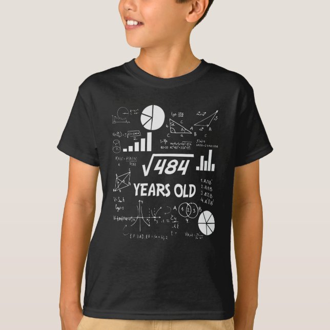 22nd Birthday Square Root Math 22 Years Old Bday T-Shirt (Front)