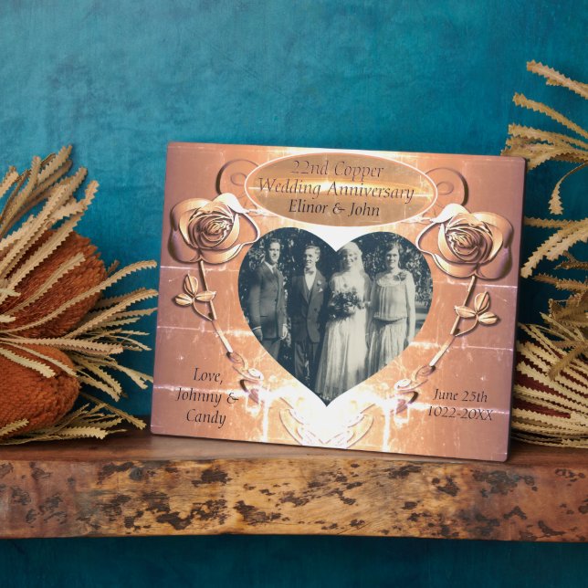 22nd Copper Wedding Anniversary   Plaque (Side)