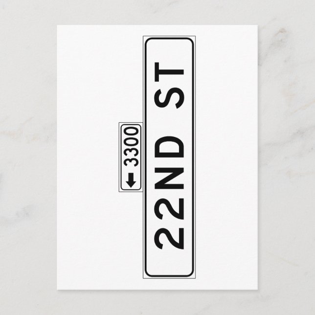 22nd St., San Francisco Street Sign Postcard (Front)