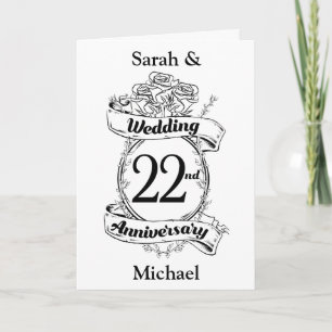 22nd Wedding Anniversary Flowers Card