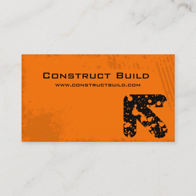 232 Construction Business Card Grunge orange (Front)