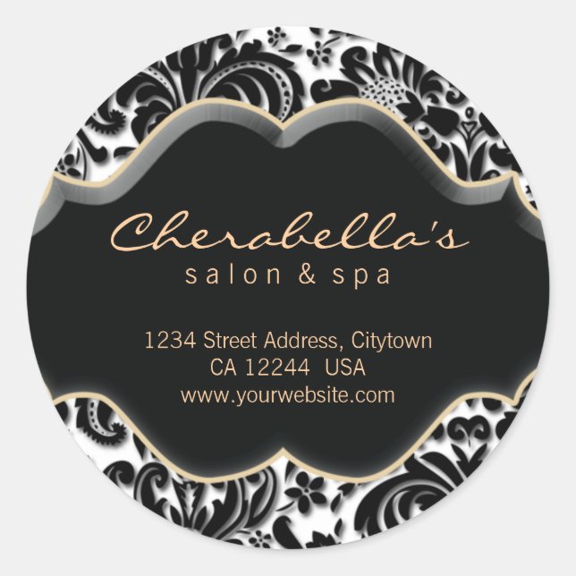 232 Salon Spa Sticker Bronze gold Damask (Front)