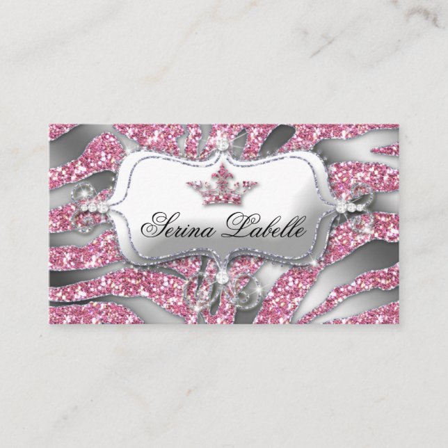 232 Sparkle Jewellery Business Card Zebra Crown Pi (Front)