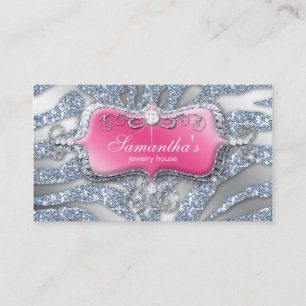 232 Sparkle Jewellery Zebra Pink Silver Business Card