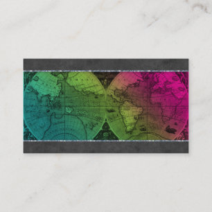 232 Travel Business Card World Map Globe Colourful