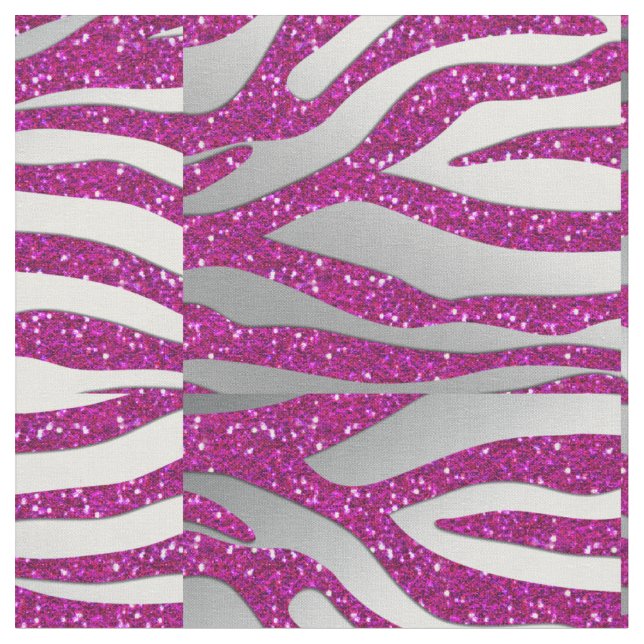 232 ZEbra Glitter Silver HOT Pink Fabric Pattern (Close Up)