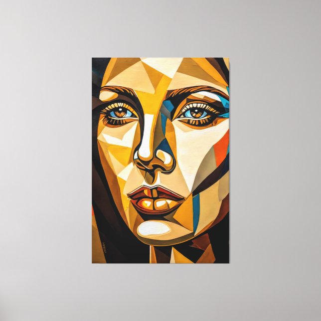 23_005, Portrait Woman, Cubist Abstract Art Canvas Print (Front)