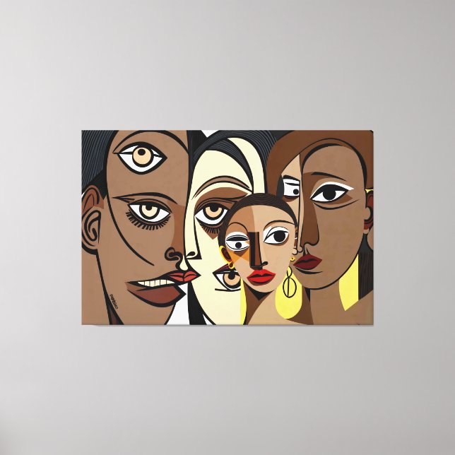 23_018, African Cubism Art Canvas Print (Front)