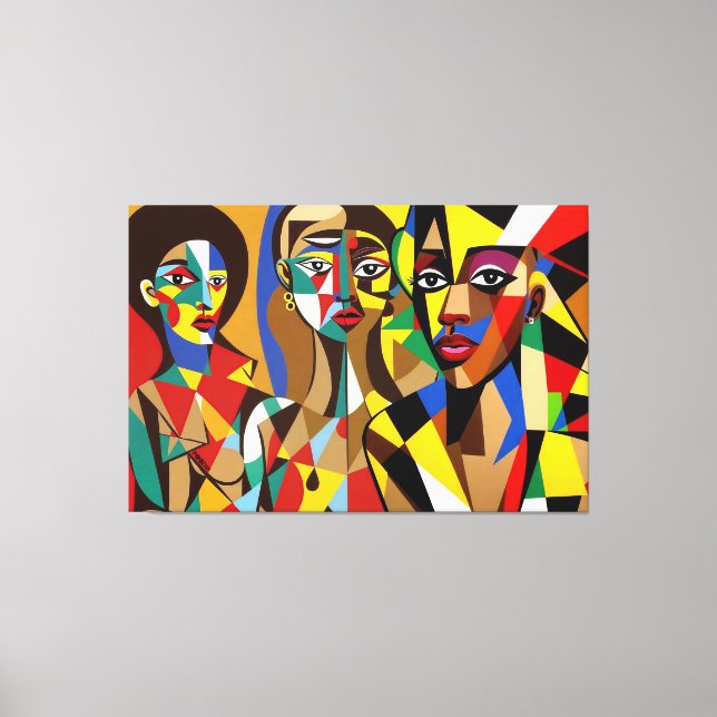 23_022, African Cubism Art Canvas Print (Front)